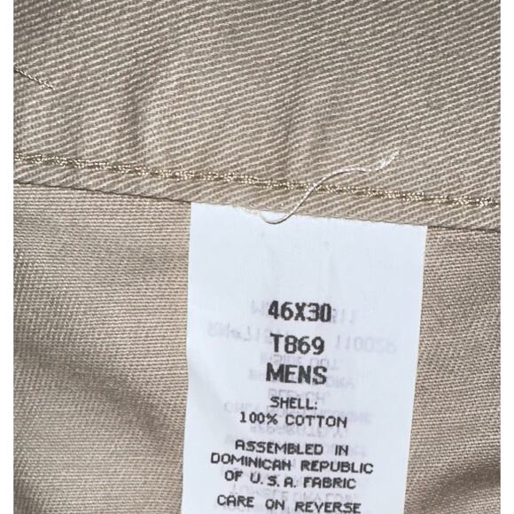 LL Bean Mens Pants Size 46x30 (42x30) Pleated Khaki Tan Slightly Tapered Leg - Picture 4 of 10